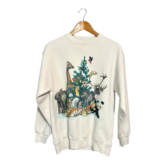 SIGNAL SPORTS Vintage Habitat Animal Cream Sweater - Picture 1 of 9